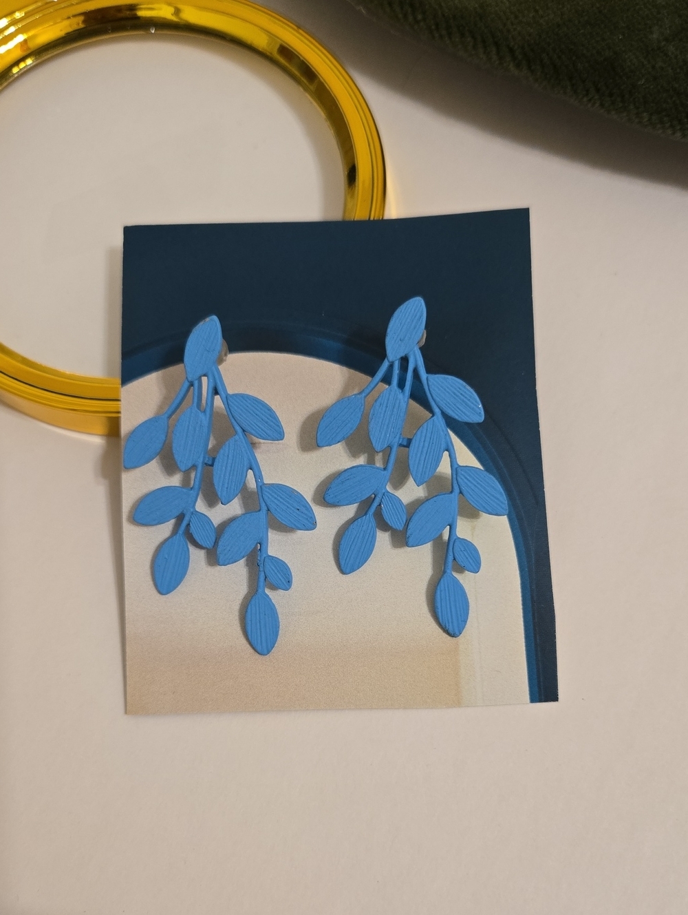 Vintage Blue Leaf Cascade Earrings